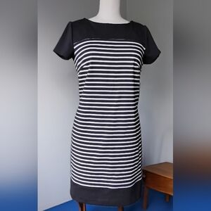 Laundry By Shelli Segal Striped Black and White Mini Dress